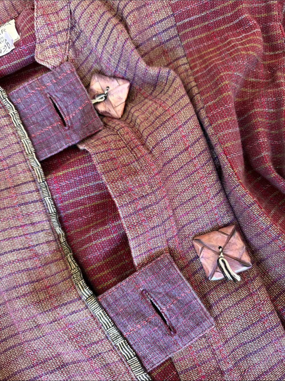 Women's Vintage Maroon Textured Toggle Jacket - Dry cleaned - Picture 2 of 4